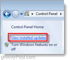 afficher les mises à jour de Windows 7 installées