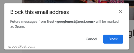 Bouton de blocage dans Gmail