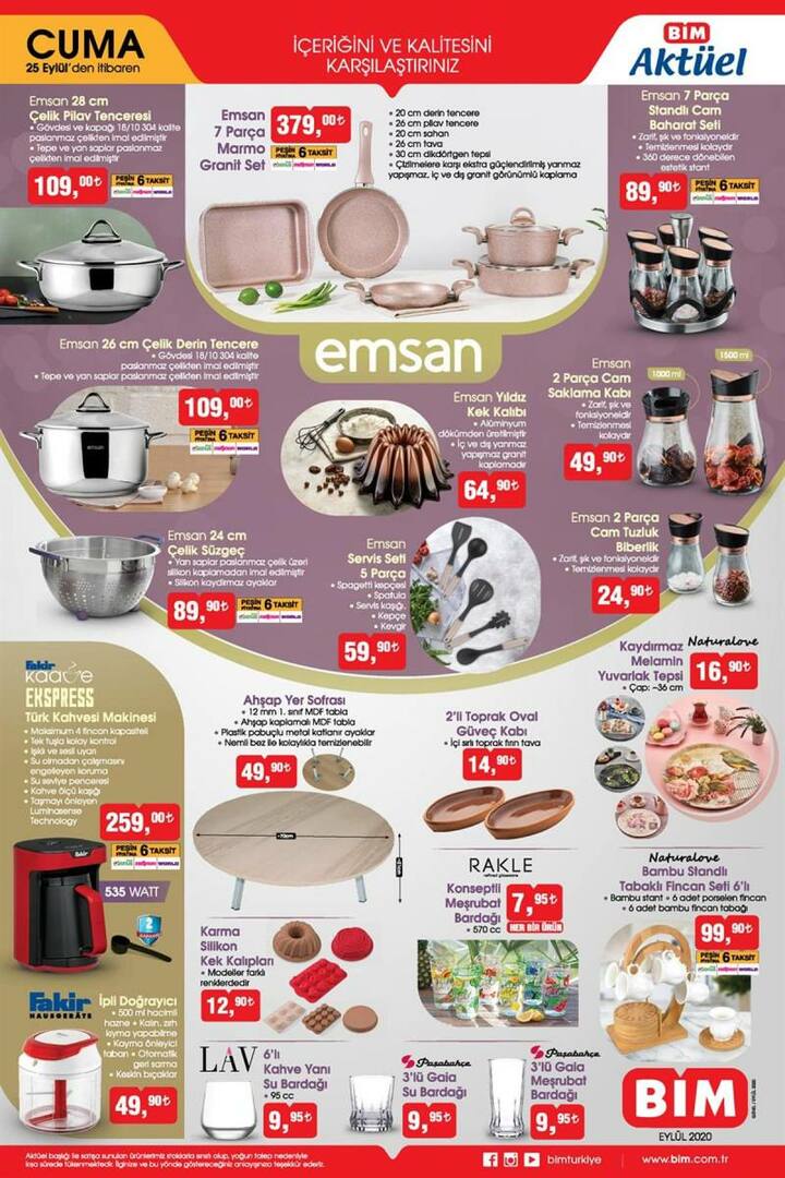 Le catalogue de produits actuel du BİM du 25 septembre est arrivé! BİM 25 septembre, casseroles et poêles.