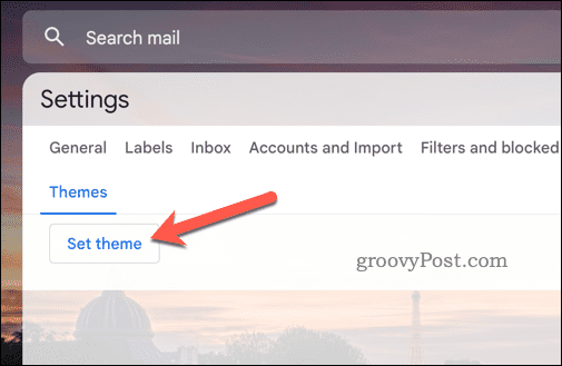 Bouton Définir le thème Gmail