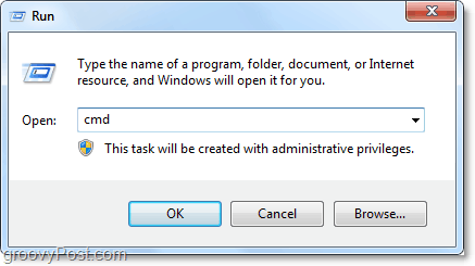 ouvrir cmd à partir de la boîte de dialogue d'exécution pour l'ouvrir automatiquement en tant qu'administrateur