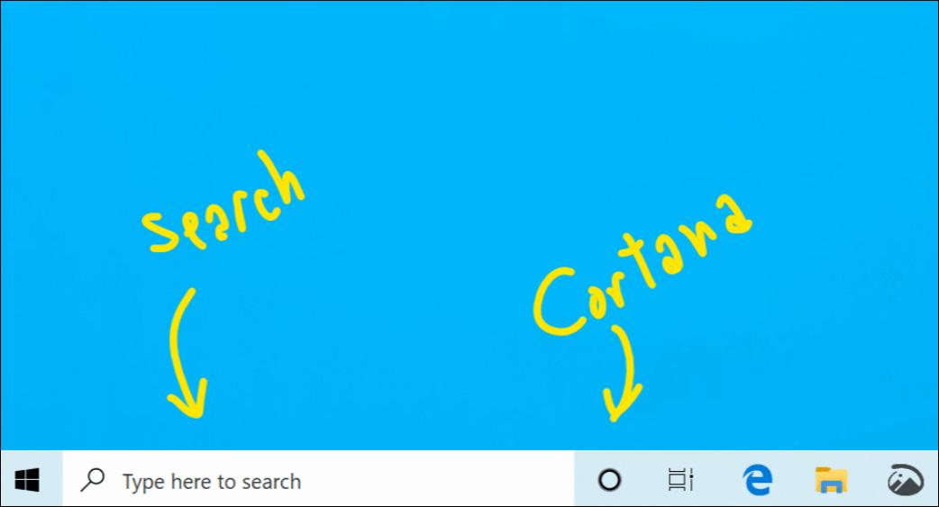 Recherche séparée de Cortana Windows 10 18317