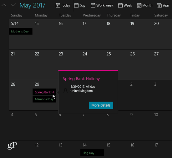 jours fériés ajoutés au calendrier