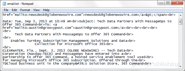 Enregistrer et afficher les données source complètes des e-mails dans Outlook 2013