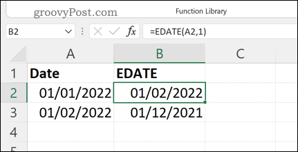Autres exemples de la formule EDATE dans Excel