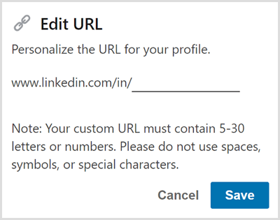 Modifiez l'URL de votre profil LinkedIn.