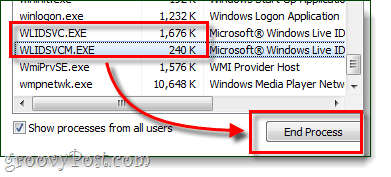 processus de fin de l'assistant de connexion Windows Live ID