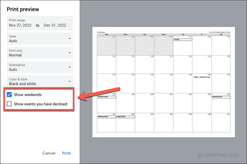 google calendrier montrer les week-ends