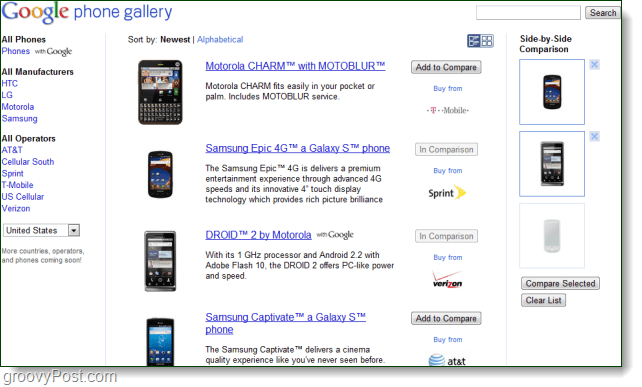 Google lance une galerie de téléphones à la place du Nexus One