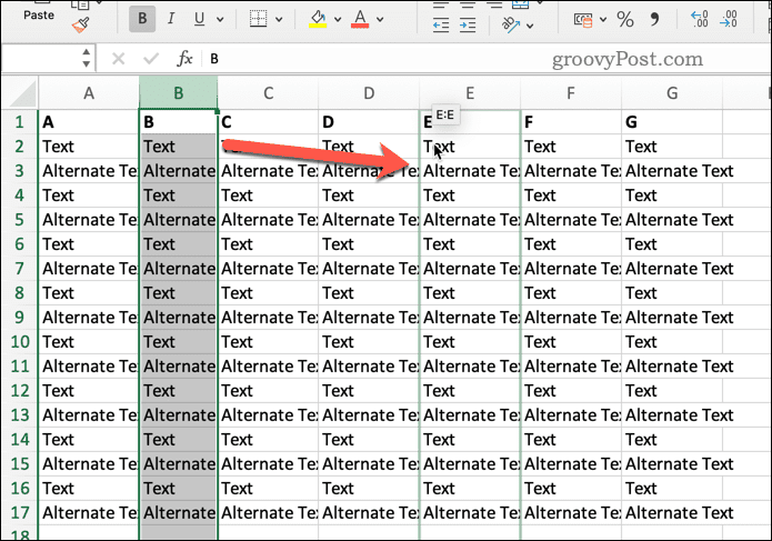 Déplacer une colonne dans Excel