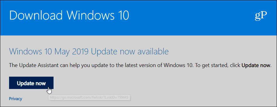 Mise à jour de Windows 10 1903 de mai 2019
