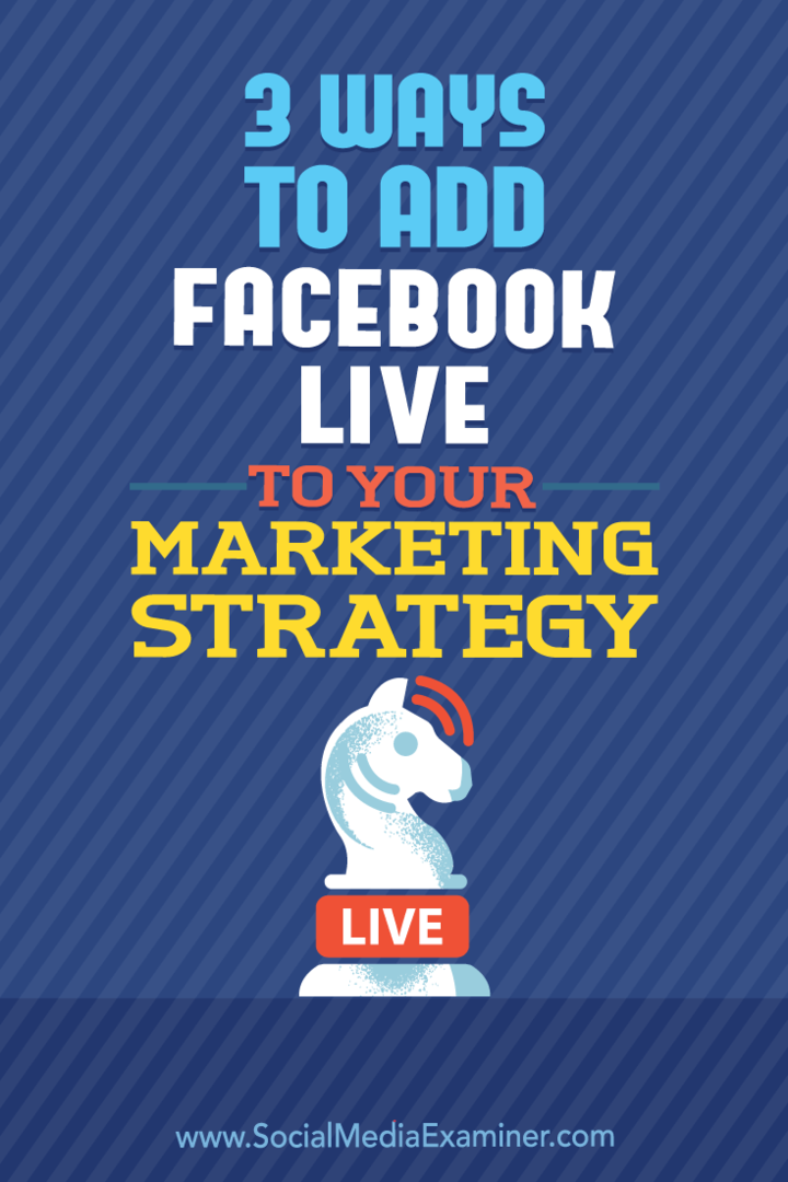 3 façons d'ajouter Facebook Live à votre stratégie marketing par Matt Secrist sur Social Media Examiner.