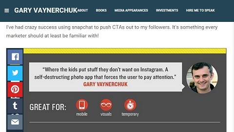 Citation de Gary Vanderchuk sur l'importance de Snapchat