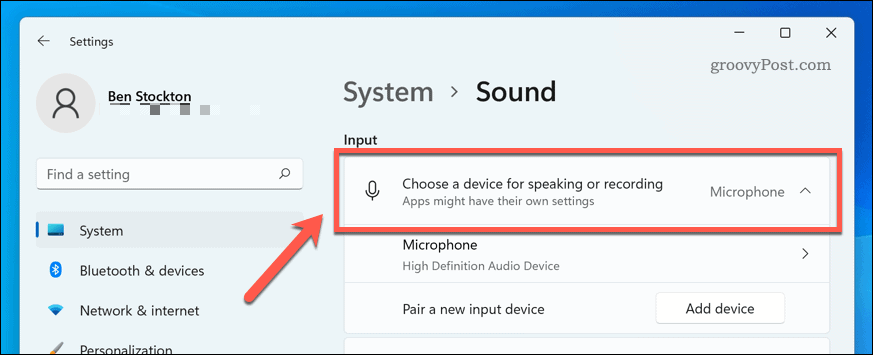 Choisir un périphérique d'entrée audio sous Windows 11