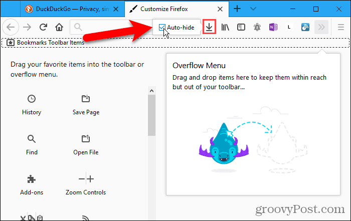 Désactiver le bouton Masquer automatiquement les téléchargements dans Firefox