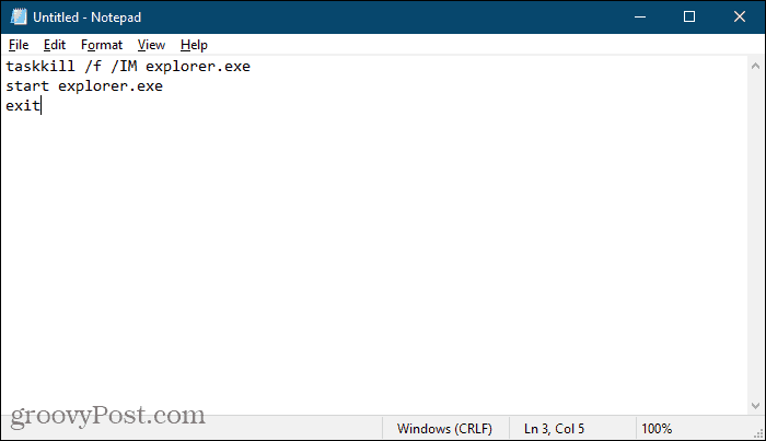 Créer un fichier de commandes à l'aide du Bloc-notes dans Windows 10