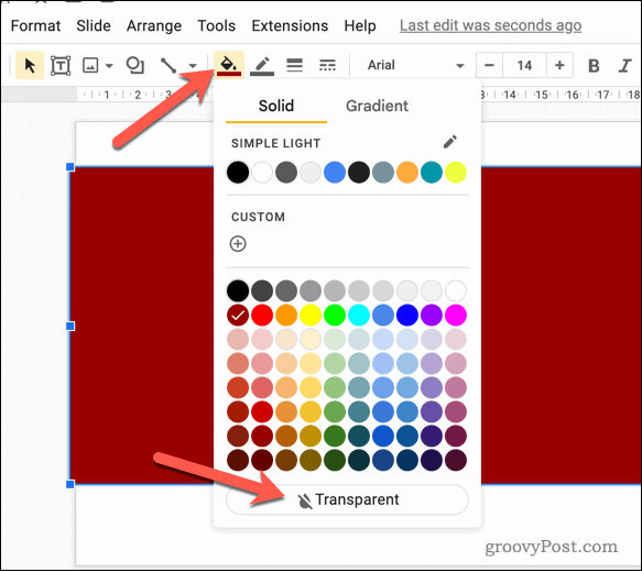 Rendre une forme transparente dans Google Slides