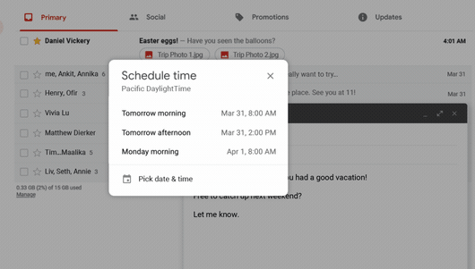 Planifier Gmail Time Desktop