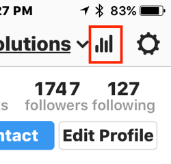 Appuyez sur l'icône du graphique à barres pour accéder à vos statistiques Instagram.