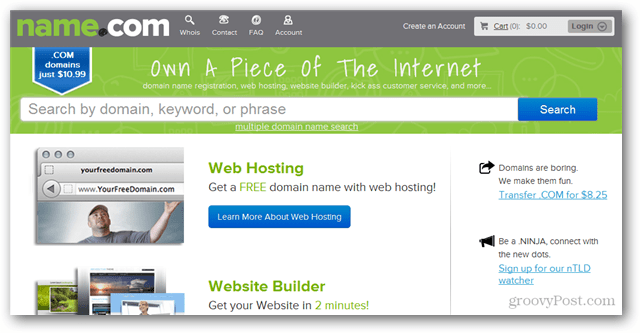 name.com stimule l'enregistrement de domaine et l'hébergement de sites Web