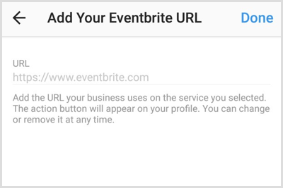 Ajouter l'URL du compte ou de la page d'une application tierce