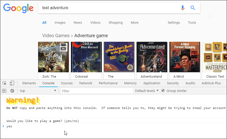 Google Text Adventure