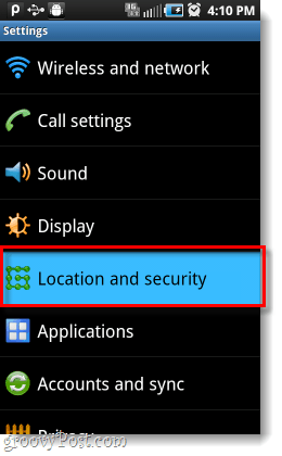 Paramètres de localisation et de sécurité Android