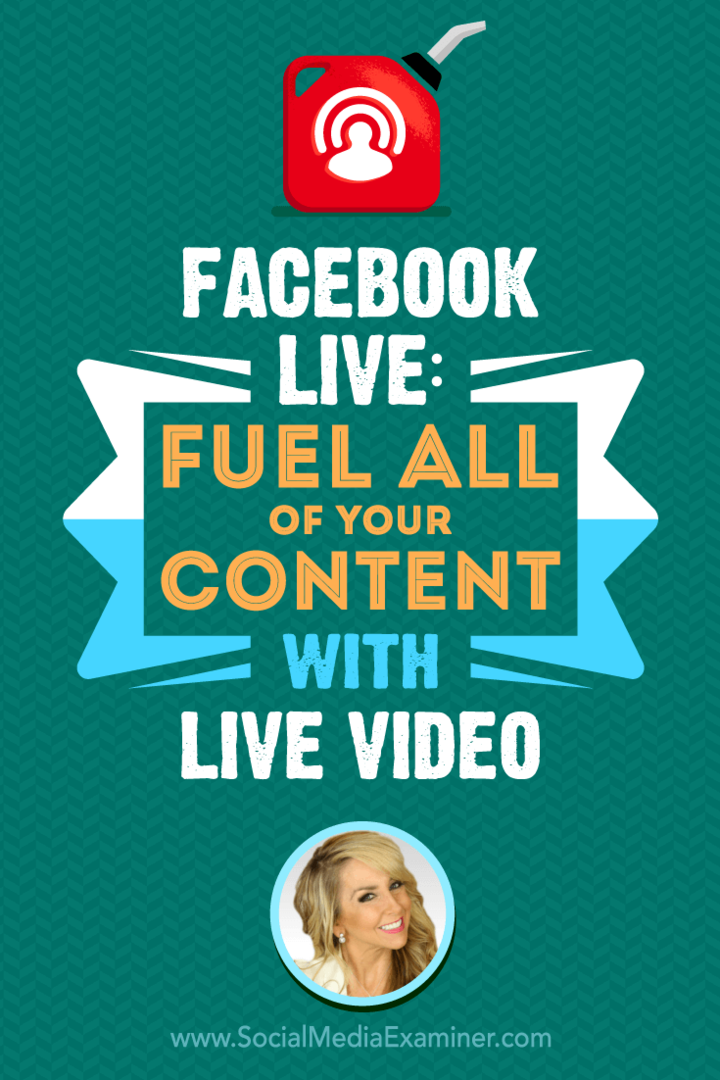 Facebook Live: alimentez tout votre contenu avec une vidéo en direct présentant des informations de Chalene Johnson sur le podcast marketing des médias sociaux.