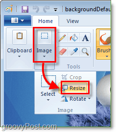 redimensionnez votre image dans Windows 7 Paint en cliquant sur l'image, puis redimensionnez