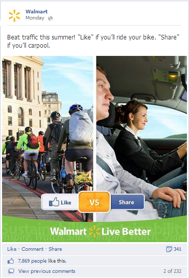 Walmart demande des likes et des partages