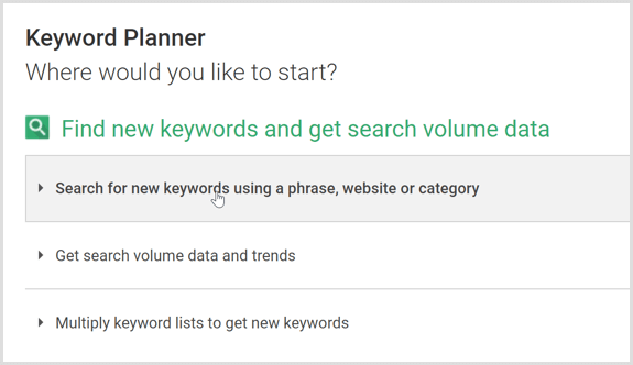 Recherche Google AdWords Keyword Planner