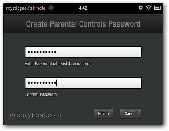 Créer un mot de passe de contrôle parental