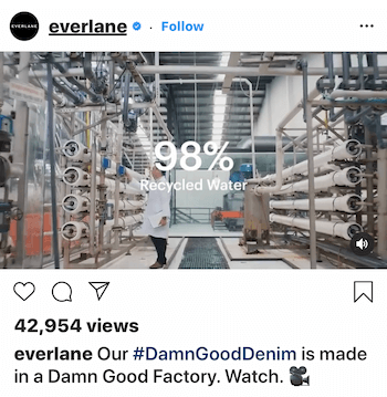 Publication vidéo Instagram pour Everlane