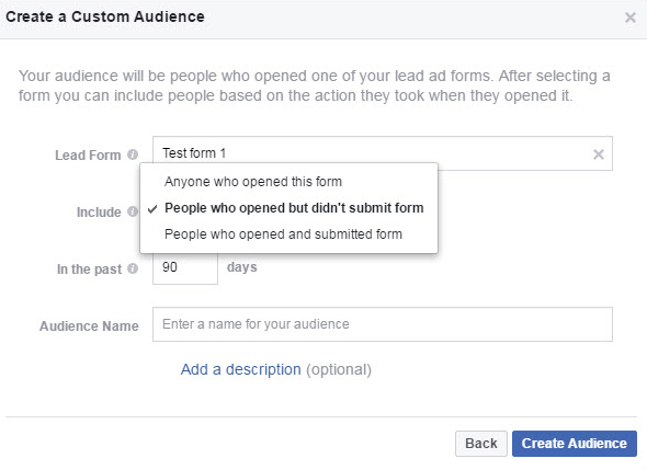 Créez une audience d'engagement personnalisée dans Facebook Audience Manager.