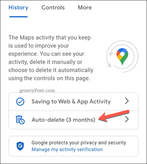Configuration de la suppression automatique dans Google Maps