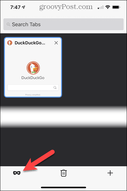 Appuyez sur le bouton de navigation privée dans Firefox sur iOS