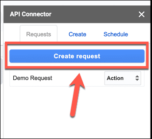 requête de création de connecteur API