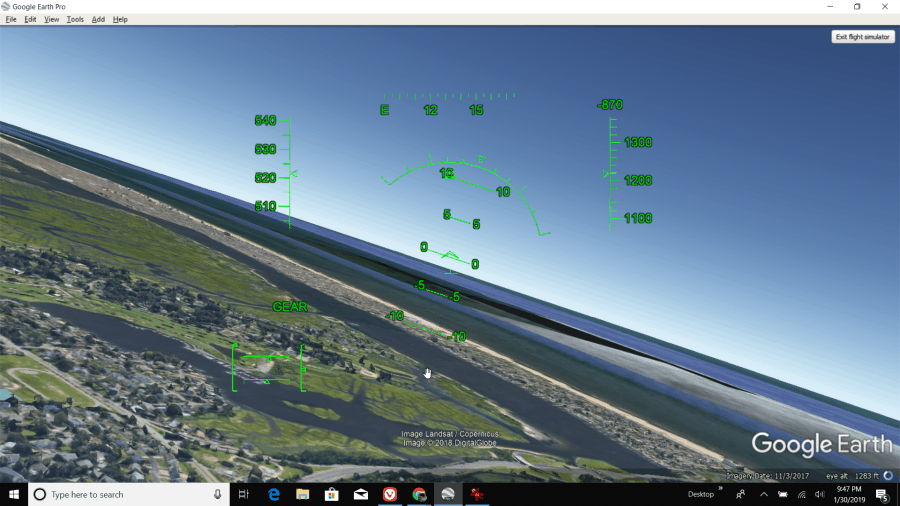 simulateur de vol google earth