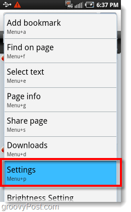 accéder au menu des paramètres dans le navigateur Android