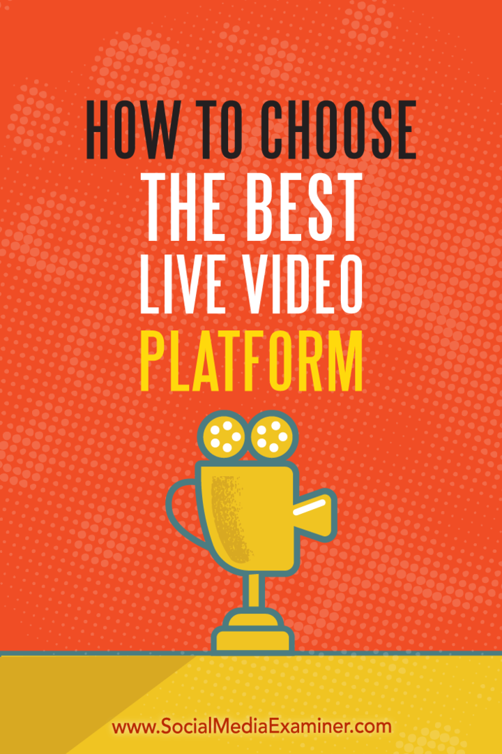 Comment choisir la meilleure plateforme vidéo en direct par Joel Comm sur Social Media Examiner.
