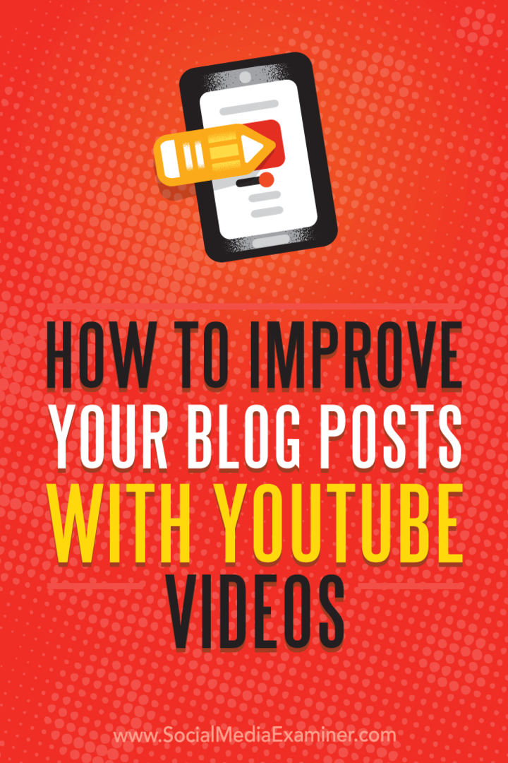 Comment améliorer vos articles de blog avec des vidéos YouTube par Ana Gotter sur Social Media Examiner.