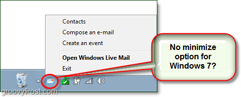 comment réduire le courrier en direct dans la barre d'état système dans Windows 7
