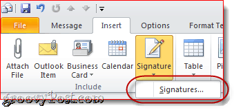 Joindre une carte de visite dans la signature électronique d'Outlook 2010