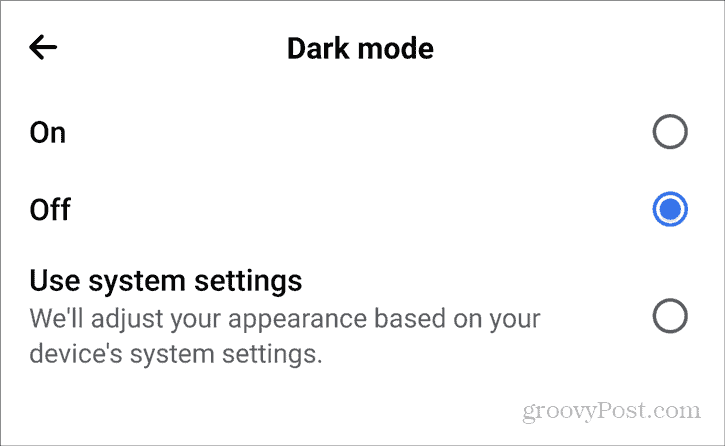 Facebook Mode sombre Paramètres Android Confidentialité Mode sombre activé désactivé