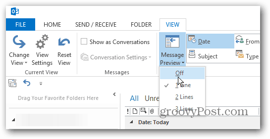 Comment personnaliser l'aperçu des messages dans Outlook 2013