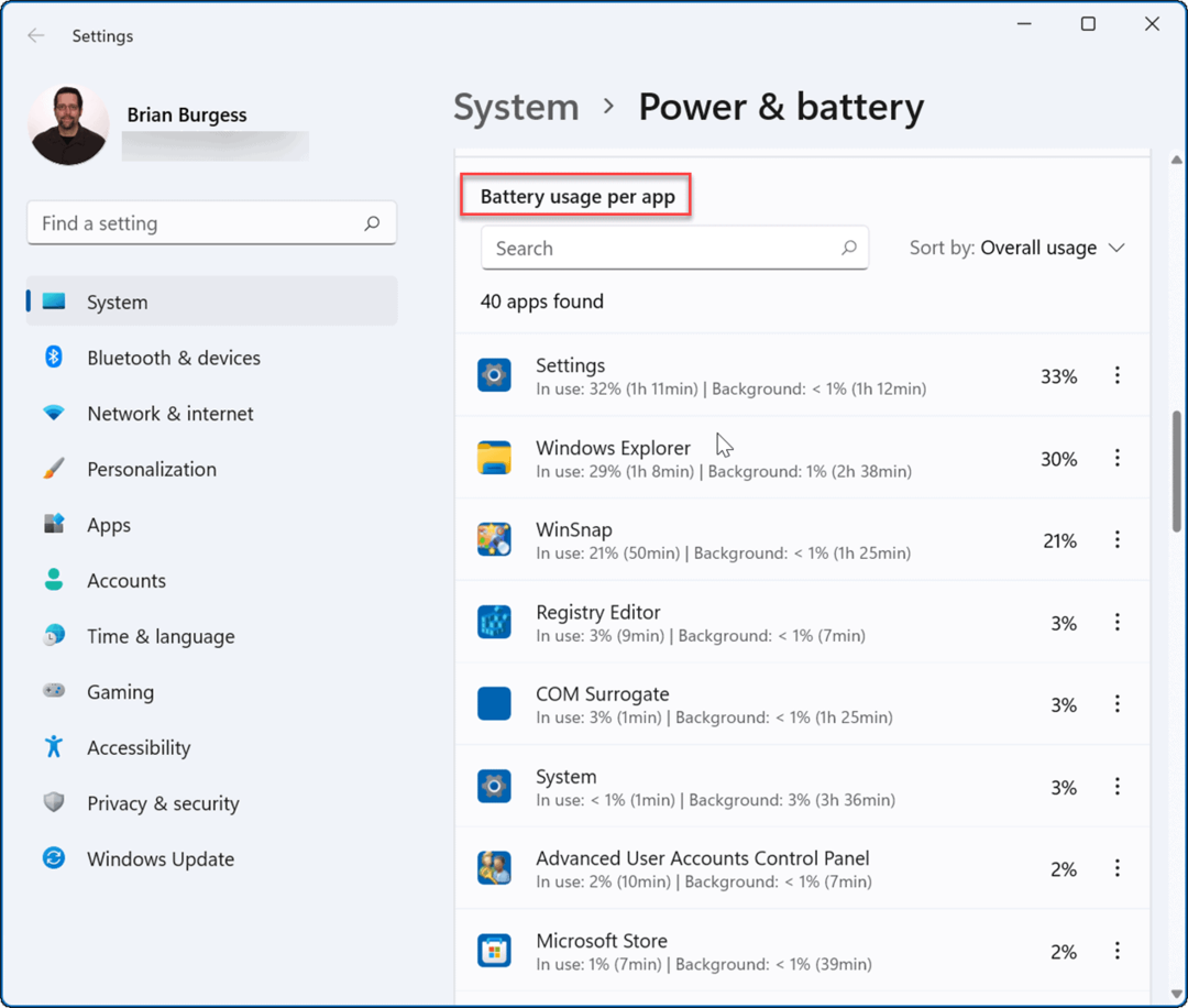 vérifier le temps de batterie restant sur Windows 11