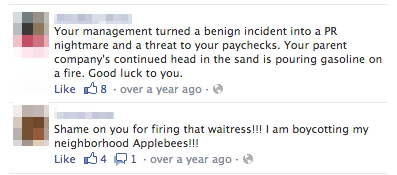 commentaires facebook applebees