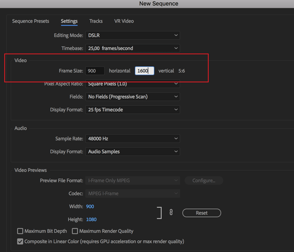 Option pour définir la fréquence d'images de votre séquence dans Adobe Premier Pro.