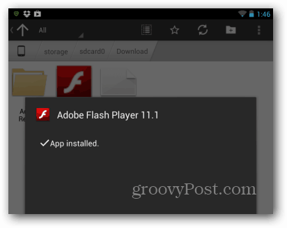 Android Flash Player installé