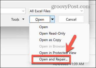 Excel ouvrir et réparer le document